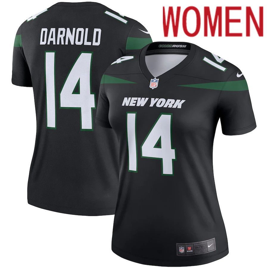 Women New York Jets #14 Sam Darnold Nike Stealth Black Color Rush Legend NFL Jersey->women nfl jersey->Women Jersey